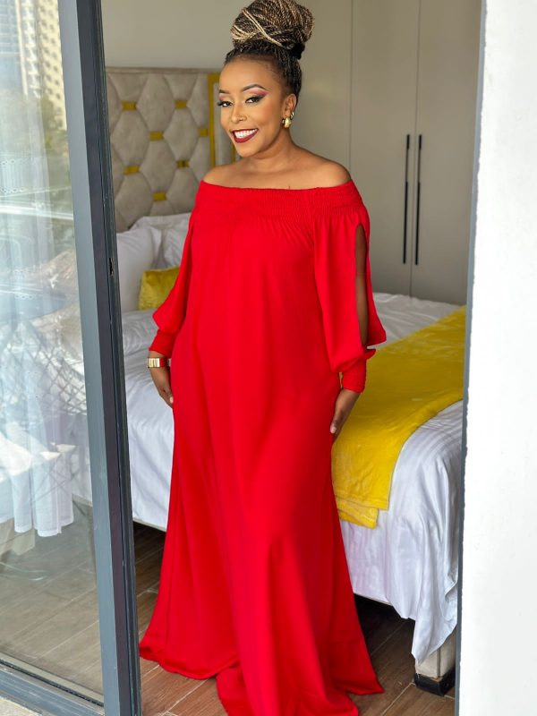 Off-Shoulder Flowy Maxi Dress with Waist Tie - Image 4