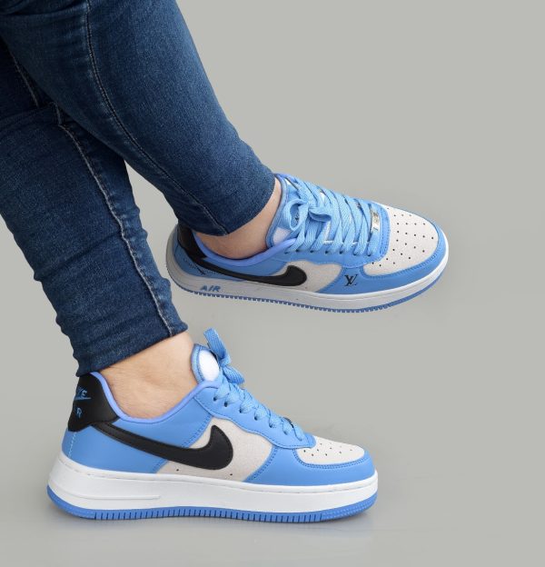 Louis Vuitton-Inspired Air Sneakers – Sky Blue/Black/White