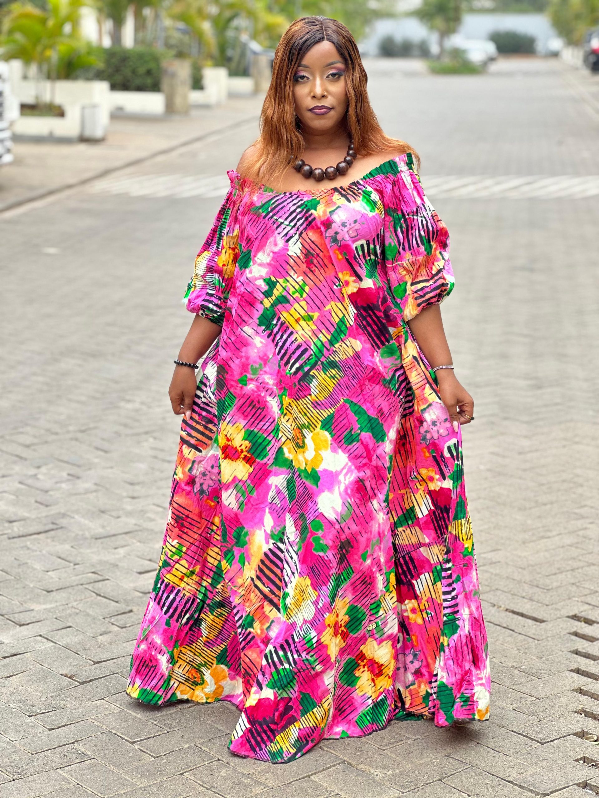 Zuri Bloom Burst Ankara Maxi Dress