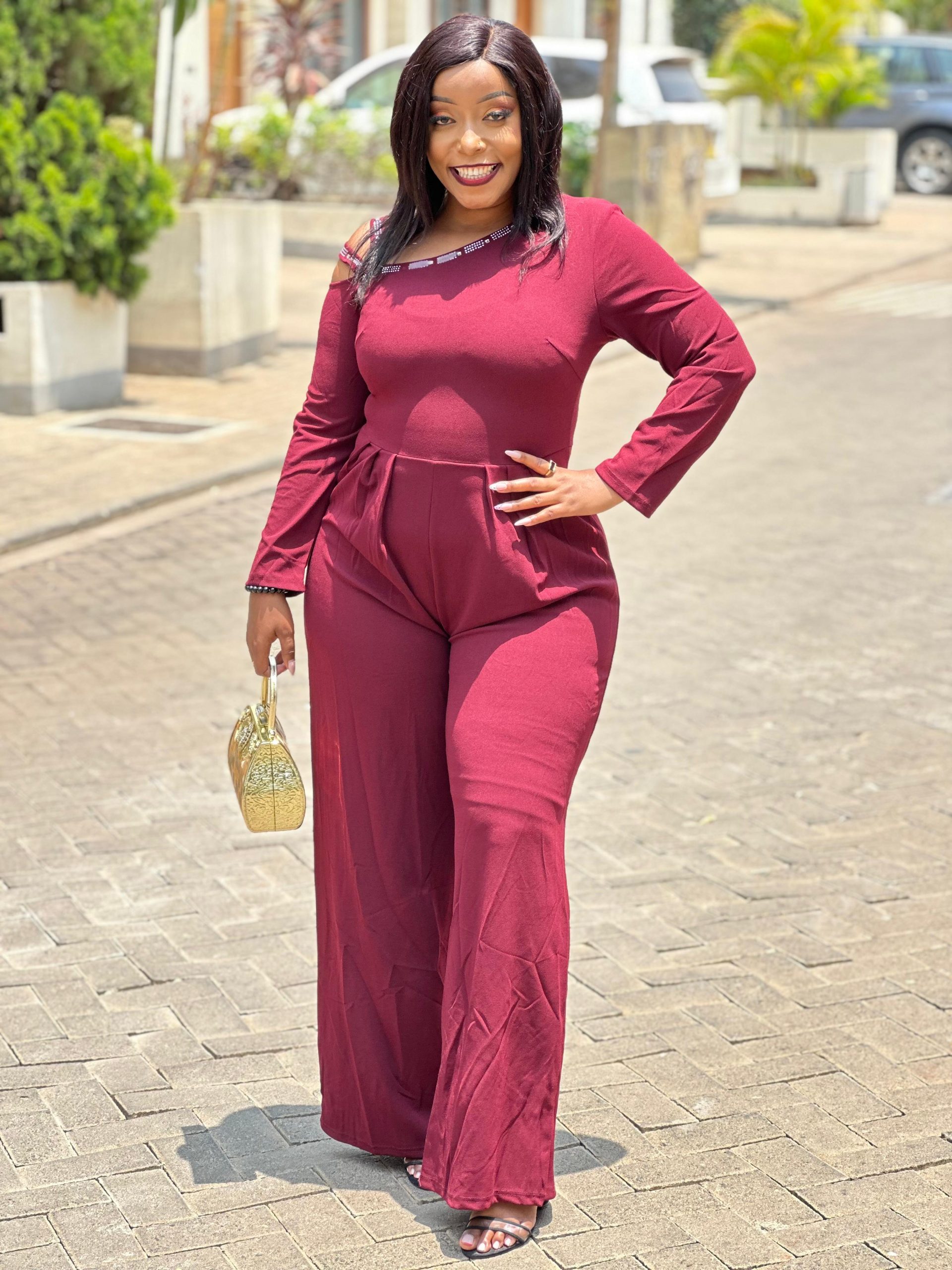 Burgundy Luxe Wide-Leg Jumpsuit