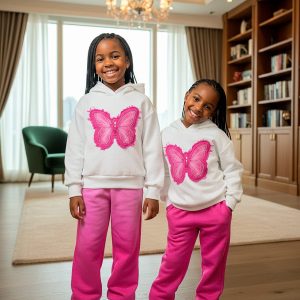 Kids Butterfly Hoodie Set (1–8 Years)