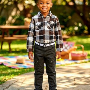 Boys Casual Check Shirt & Pants Set